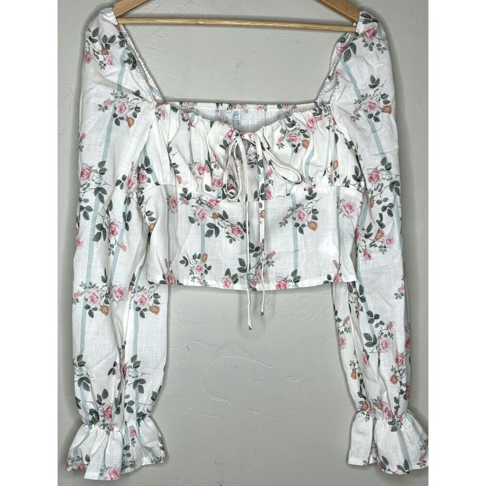 Cider Floral Romantic Coquette Off Shoulder Blouse Top Size Large